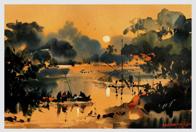 sunset' watercolor painting
demo link- youtu.be/_caOd2NWlc0
.
by Shahanoor Mamun
#watercolorbyshahanoormamun 
#watercolordemobyshahanoormamun
#paintingbyartistshahanoormamun #watercolorpainting #sunsetpaintingdemo #sunsetart #art #artist #painter #painting #watercolorpainter