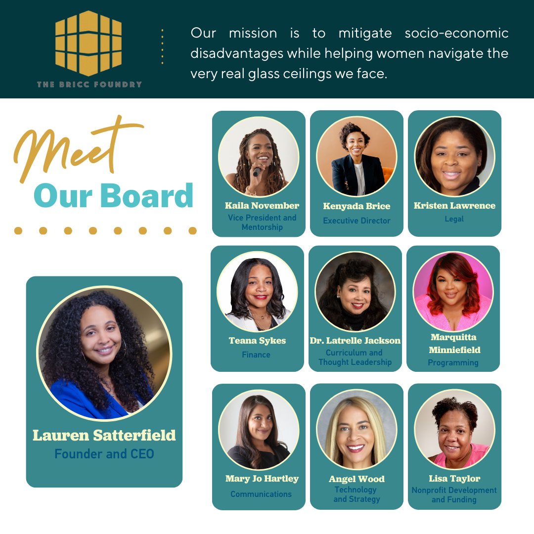 ✨Happy International Day of the Girl!✨
In celebration, we welcome our new board of directors. Through their collective experience, expertise and passion for BRICC’s mission, we will be a stronger, more effective resource for all women who strive to chase their wildest dreams.