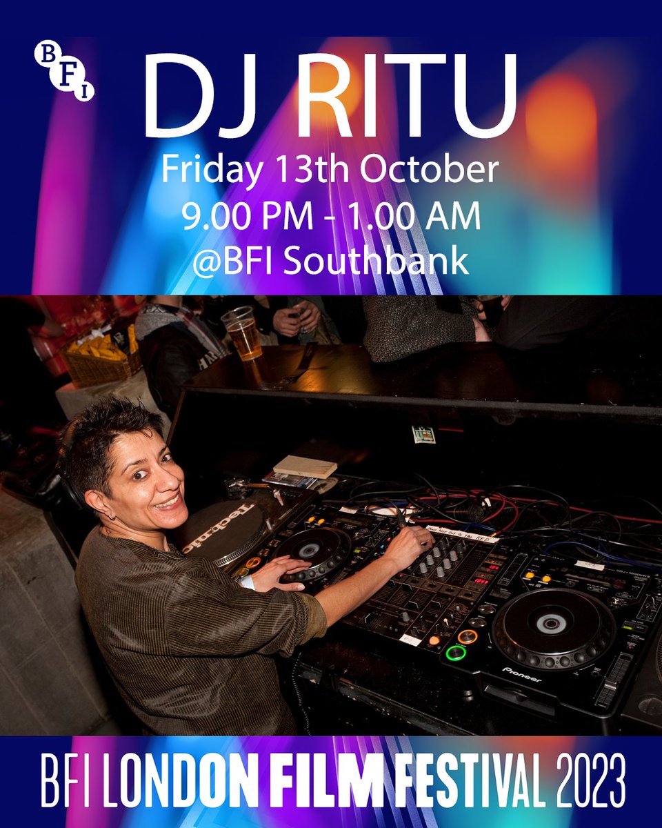 Trailblazing broadcaster, DJ & global music pioneer @djritu1 MBE brings her unique Hollywood 2 Bollywood sounds back to the @BFI Southbank on Friday 13th October! Bring your dancing shoes to #ClubKali’s FREE fabulous party 9pm-1am!💃🌈 #LGBTQIA #queerlondon #LondonFilmFestival