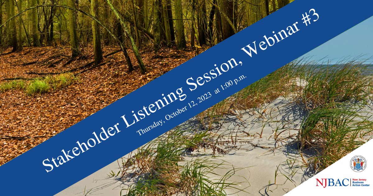 Join us for the 3rd of 8 online listening sessions designed to inform the #NJStatePlan, a discussion on infrastructure needs & strategies. Topic: Environmental Protection & Natural Resource Restoration Strategies Date: 10/12/23 Time: 1-3pm Register: publicinput.com/f4232#2