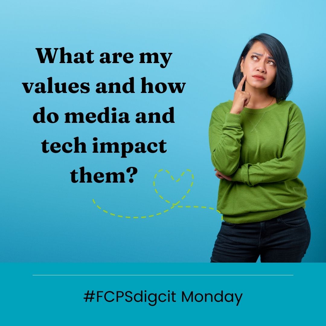 It’s Monday and the first day of Digital Citizenship Week. Today, MS and HS students reflect on their core values and how media and tech use impact them. How can we use it well and to enrich our lives? #FCPSdigcit @CommonSenseEd #digcitweek