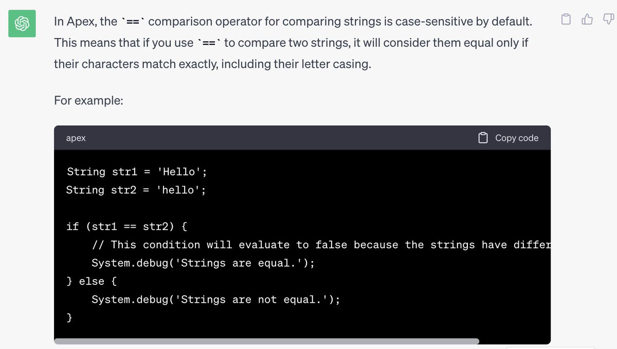 sfadrianuy's tweet photo. Caught a #ChatGPT Apex Code hallucination, So please don't use it for Code Reviews as they tried to use it on my PR #Salesforce 
Documentation around this is not great, but the answer can be found here  https://t.co/iIvrgYF3bW https://t.co/5W6zXSshfT