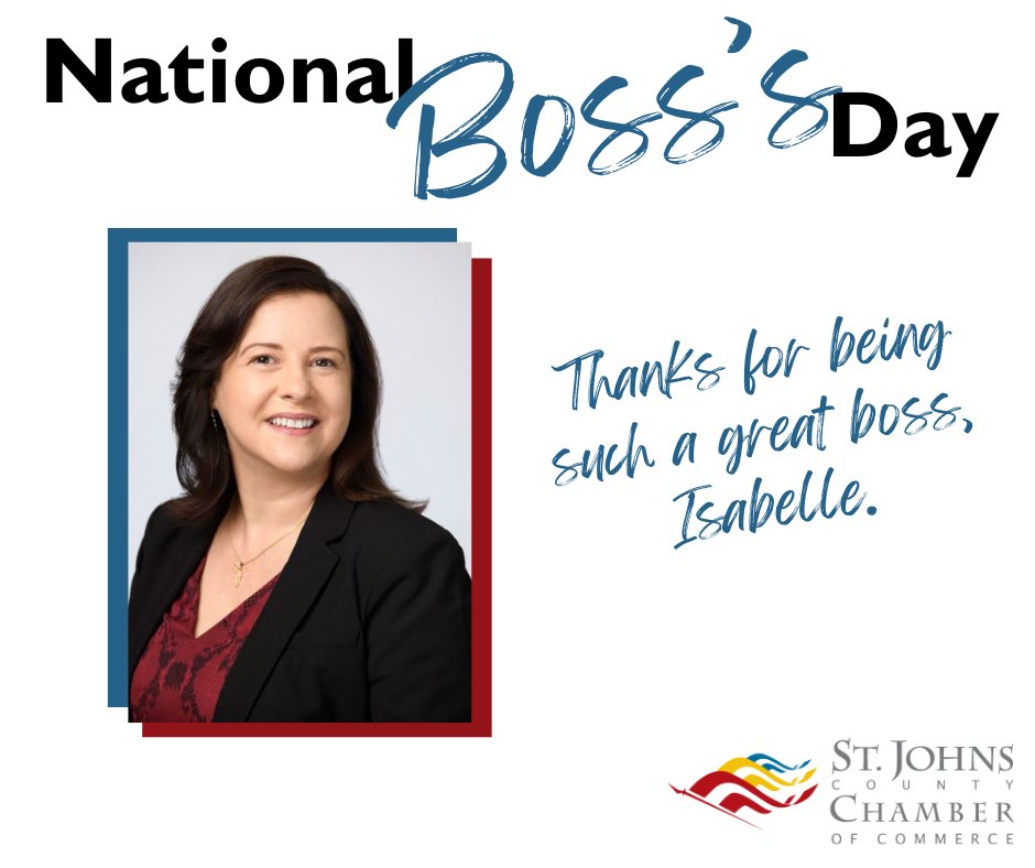 yoursjcchamber's tweet photo. It's National Boss's Day! Today recognizes the hardworking boss overseeing the workplace. We'd like to recognize our boss Isabelle Renault for her kindness, confidence, and dedication not only to the Chamber but to the staff and members as well.
Thanks for everything, Isabelle! https://t.co/ULAYhpIx1m