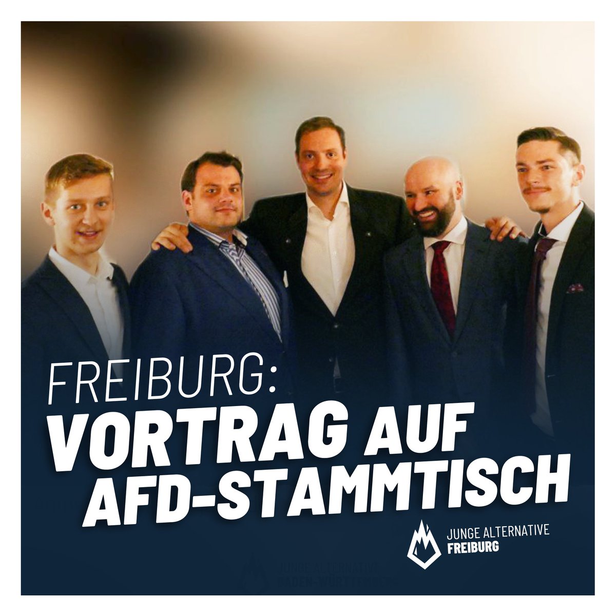 generationbw's tweet photo. Es ist wichtig, unsere Mutterpartei, die #AfD, über unsere Arbeit zu informieren! Deshalb sind Vertreter der JA zu Gast auf dem Freiburger AfD-Stammtisch gewesen und sprachen dort über Jugend, Strategie und Metapolitik. https://t.co/KHif3Nbmdp