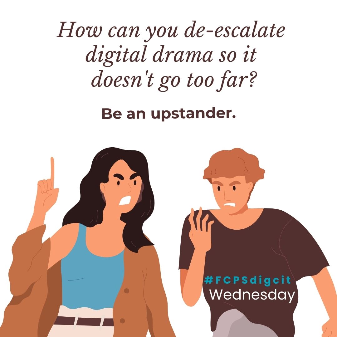 Social media can breed digital drama. MS and HS students will learn ways to make our online space a healthy and supportive place to learn, grow, and lead! Be an upstander to digital drama. #FCPSdigcit @CommonSenseEd #digcitweek #FCPSpog