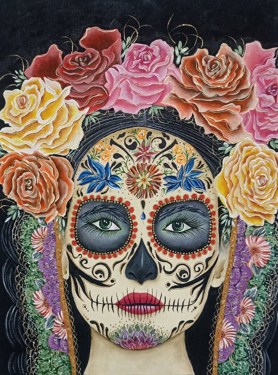 Good afternoon everybody! This is "Mercedez" I hope you like it, I just painted it.
#catrinas #sugarskullart #nftcollectors #NFTartists #PainterOfTheNight #NFTCommunitys #artwork