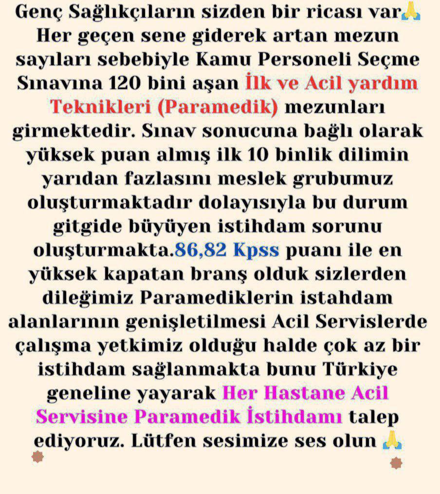 <a href="/sakirartis1/">Şakir Artiş</a> <a href="/acilafetgovtr/">T.C. Sağlık Bakanlığı Acil Sağlık Hizmetleri</a> #Paramediklereİstihdam