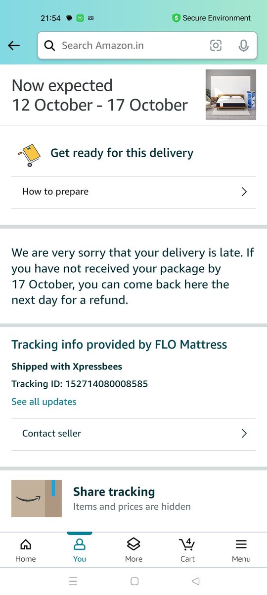 dipak_ojale's tweet photo. What a service by Amazon to Prime member. Fake promises by many cc agents to make a delivery today. Later it gets updated as 12th to 17th Oct else refund to be issued. Whereas new order with same pin code can be delivered by 14th Oct. What a service by @amazonIN @AmazonHelp https://t.co/Ma6pwKmylh