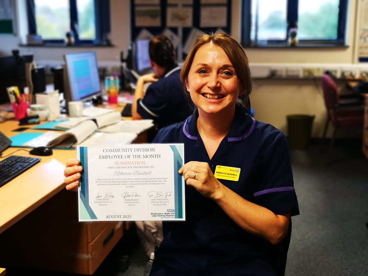 WWLDistNursing's tweet photo. Congratulations to Rebecca Bushell for her nomination and all the great work she has done ⭐️ #DistrictNursing #PatientCare #WWL #NHS @RabinaTindale @WWLCommunityS https://t.co/r2rFiTArek