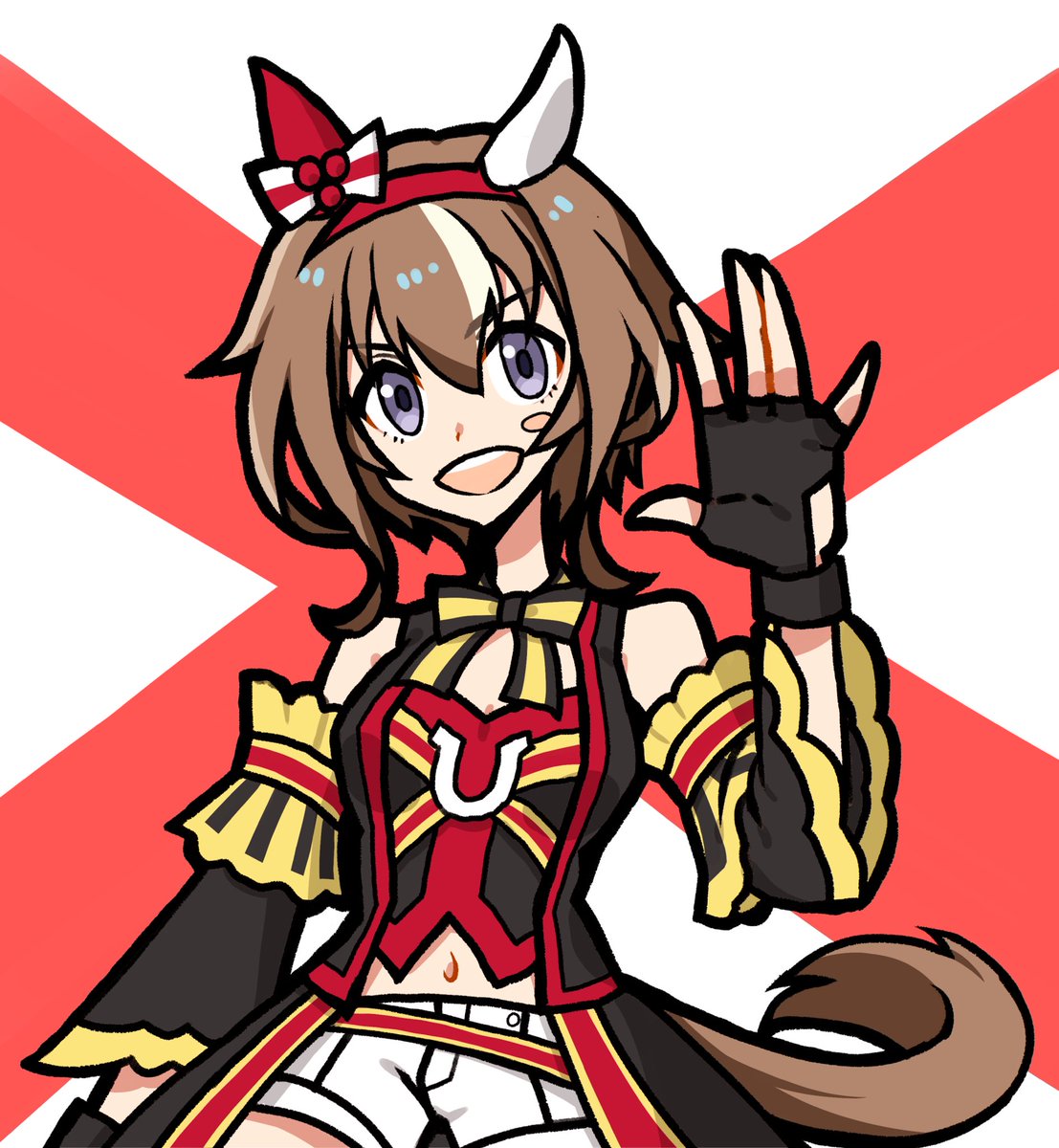 ウマ娘「ゲンジツスティールちゃん!もう出番ないかもだけど、僕はすこって行く〜。妹と一緒に」|凪鳥のイラスト