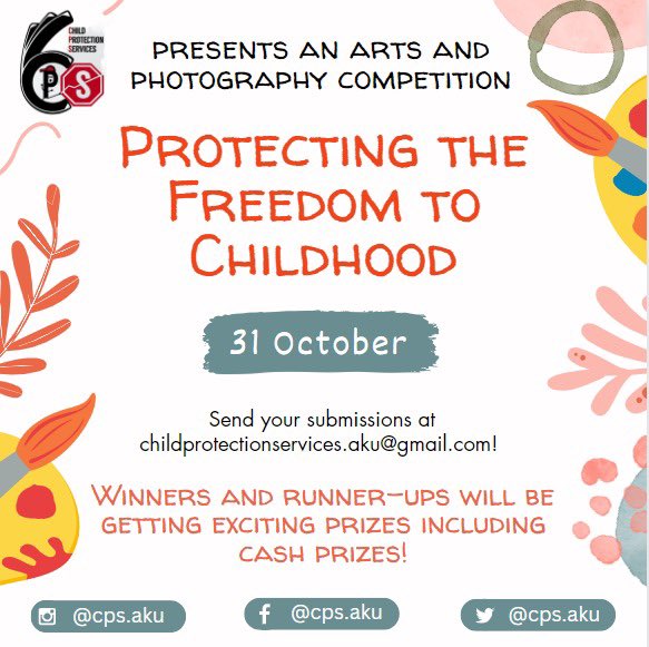 Together, we can paint a brighter future for our beloved children &amp; break the chains of child abuse, labour &amp; domestic work!

Make sure to send your submissions to childprotectionservices.aku@gmail.com by the 20th of October, 2023! All original artworks &amp; photographs are welcome!