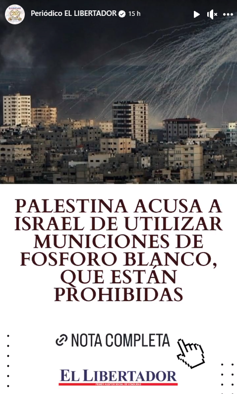 Legnalenja's tweet photo. Acusan a Israel de utilizar un peligroso quimico incendiario llamado Fosforo blanco y que incluso es prohibido por la ONU. https://t.co/6ycZhxSHUg