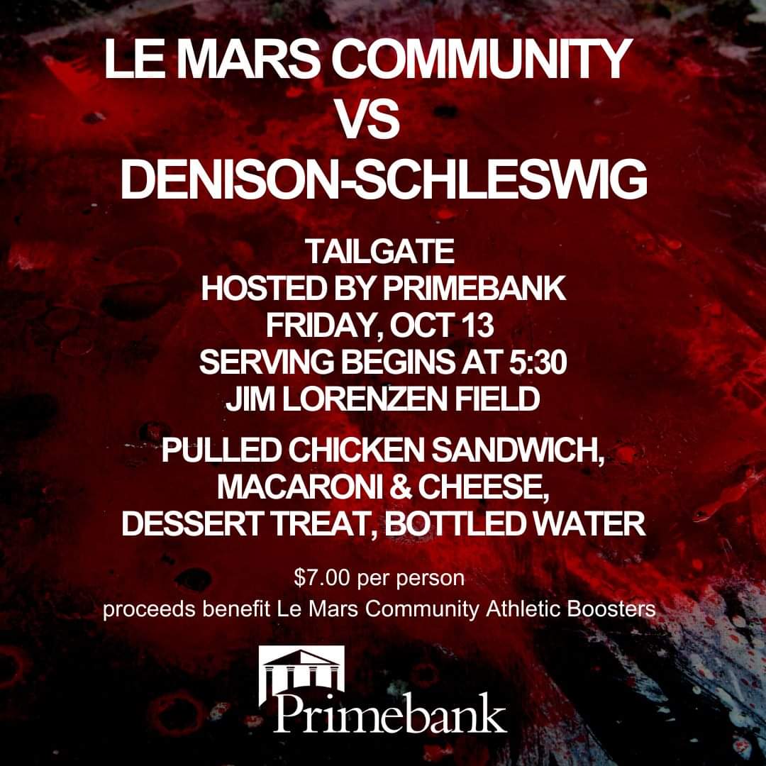 BulldogPride14's tweet image. Before you come out Friday to cheer on the @DogsFB_LCHS, be sure to enjoy either tailgate - both sponsored by Primebank and both benefitting the students at LeMars Community.  #LetsGoDogs