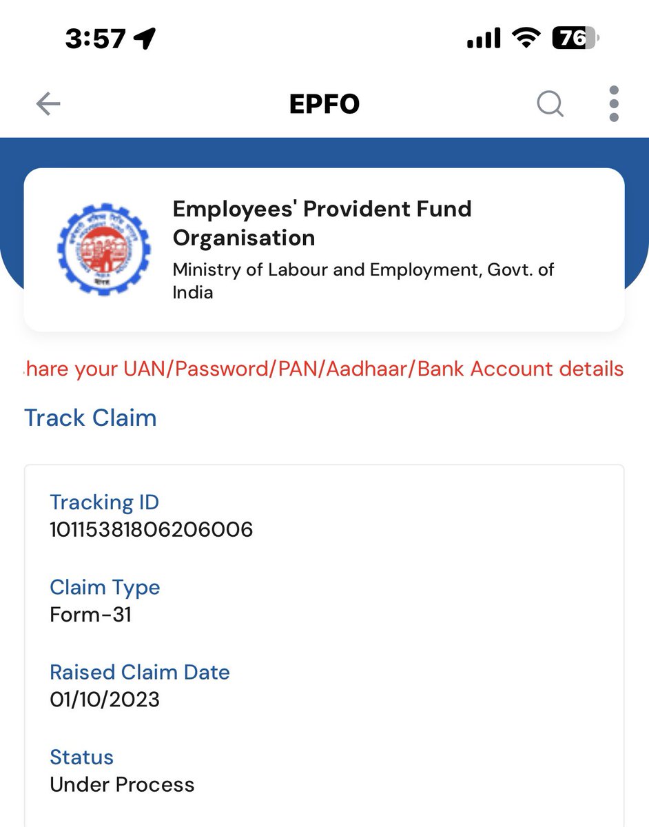 Hariomsingh763's tweet image. Claim raised on 1 st oct still not settled yet . if any emergency happened to employees then what sense to keep money in this account . @socialepfo @LabourMinistry and @byadavbjp .  @narendramodi  sir hope from you sir to check this system also . Also mailed to epf but not reply.
