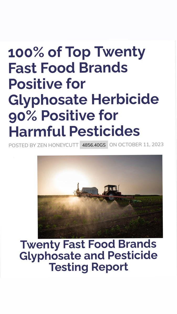 yesmaam74's tweet image. BREAKING NEWS: 100% of Top Twenty Fast Food Brands Positive for Glyphosate Herbicide 90% Positive for Harmful Pesticides. 🔗STORY: momsacrossamerica.com/fast_food_glyp… #glyphosate #panera #herbicides #pesticides #fastfood @zenhoneycutt @yesmaam74