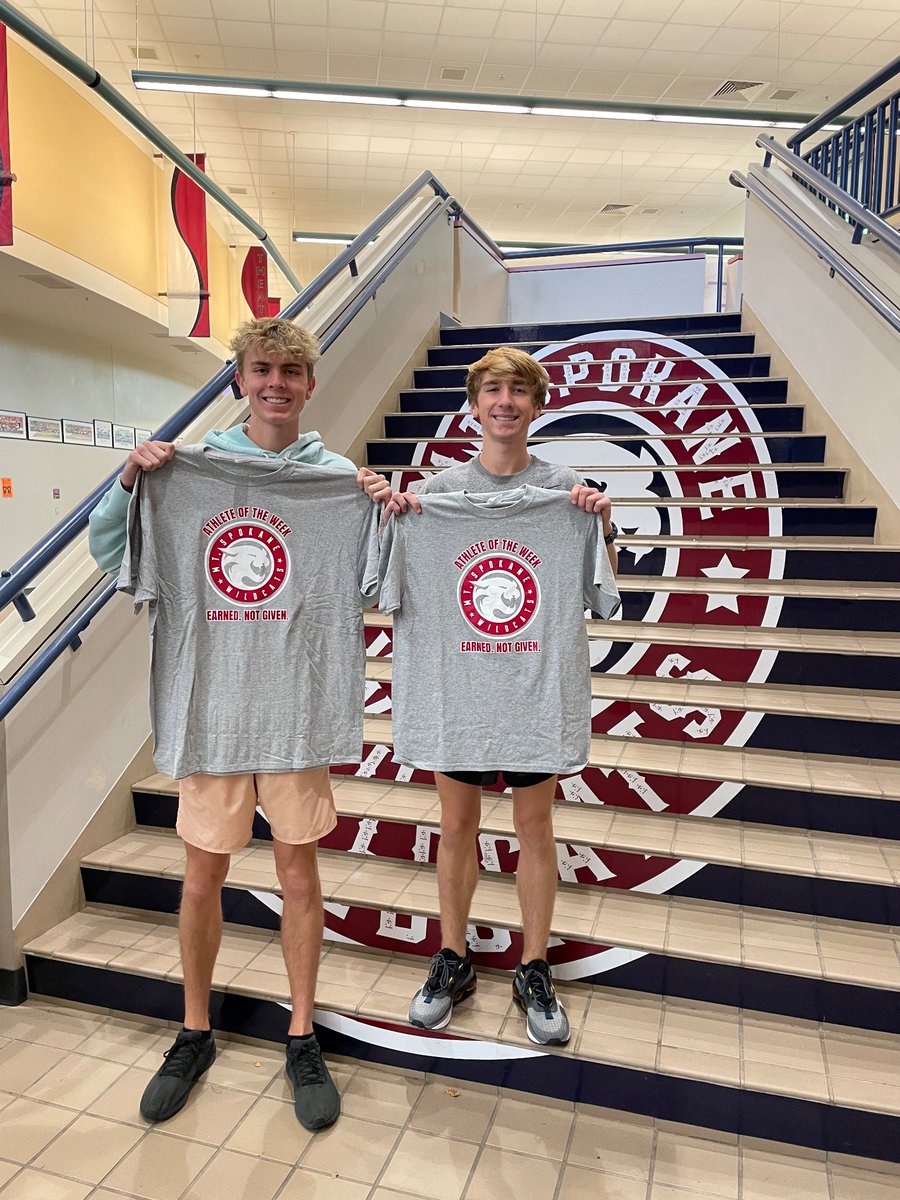 Wildcat Boys Cross Country runners Cameron Jansen and Kade Brownell are AOW! Cam best Cheney’s # 4 to help secure a win and Kade placed 2nd at the Mountain West Invite! Keep working boys! Go Cats!
