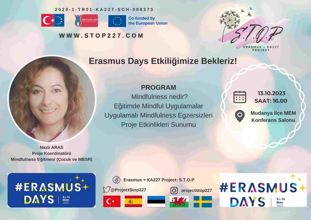 MudanyaMem's tweet photo. 📍DAVET
Müdürlüğümüzce düzenlenen Erasmus Days Etkinliğine bekleriz .

TARİH: 13.10.2023-Cuma
SAAT: 15.30
YER: İlçe Milli Eğitim Müdürlüğü

@ulusalajans
@suattopal19 
@adkes29 
@aydinnarin16 
@dursunalimehmet https://t.co/WePqZBPUw7