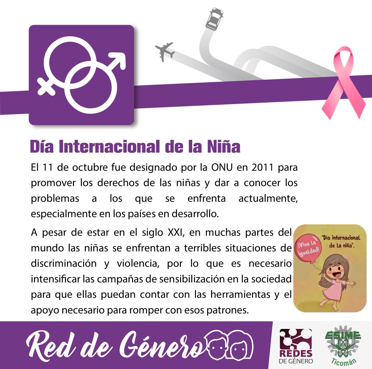 IPN_ESIMETIC's tweet photo. #11deoctubre #díainternacionaldelaniña #ipn #esimeticoman #reddegenero https://t.co/KgHpFUgRGi