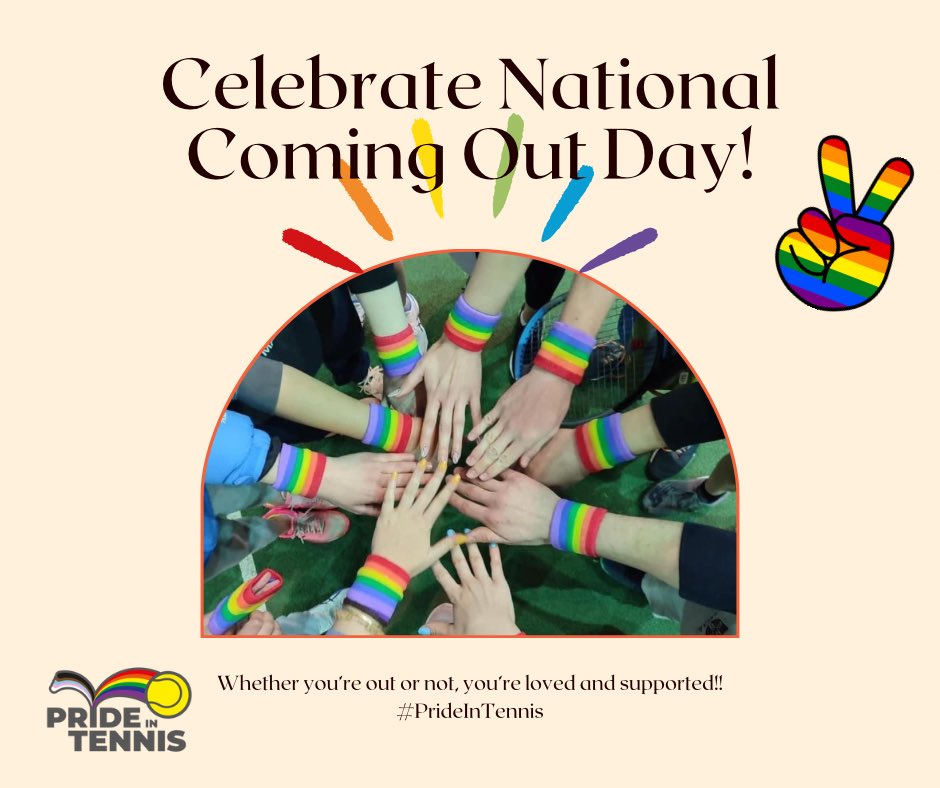 Celebrate National Coming Out Day! 🏳️‍🌈🎾

Today, on National Coming Out Day, we celebrate the courage and strength of our entire LGBTQ+ community. 🏳️‍🌈🎾❤️ It's also okay if you're not ready yet!

#PrideInTennis #NationalComingOutDay #LGBTQSPORT #LGBTQCommunity #InclusionMatters