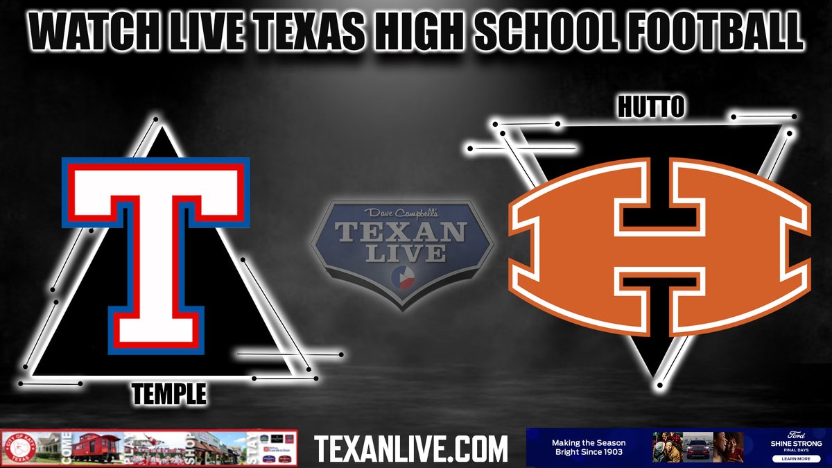 WATCH THIS FOOTBALL GAME LIVE Temple vs Hutto Friday 10/13/2023 @RobertGonsoulin on the call Coverage begins at 7:30pm For the Live Link Click Here: bit.ly/3QawaJx #TXHSFB @dctf
