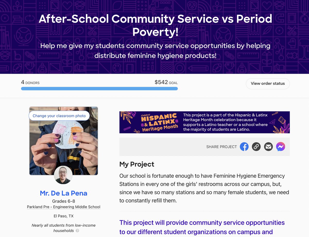 MaestroDeLaPena's tweet photo. 😮4 Parkland projects fully funded today! 3 from @TheParkMS &amp; 1 from our neighbors across the street @phsmats 😁 @msmelissaj29 got 2 of hers, I got 1 of mine &amp; @MSonora_PHS for her 2nd ever project after just a few days of getting her 1st ever 🚀 Thank you NBK, N Vanley, &amp; DC🩷 https://t.co/maxL6dTVCs
