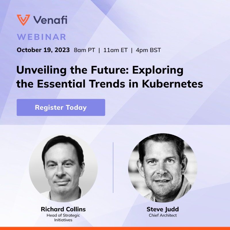 Venafi's tweet photo. Are you looking for ways to better manage your #Kubernetes operation? Look no further. 

Join us Thurs. Oct. 19 @ 8am PT to find out how streamlined Kubernetes operations can reduce operational complexities and ensure consistency when using multiple clusters. Register now!