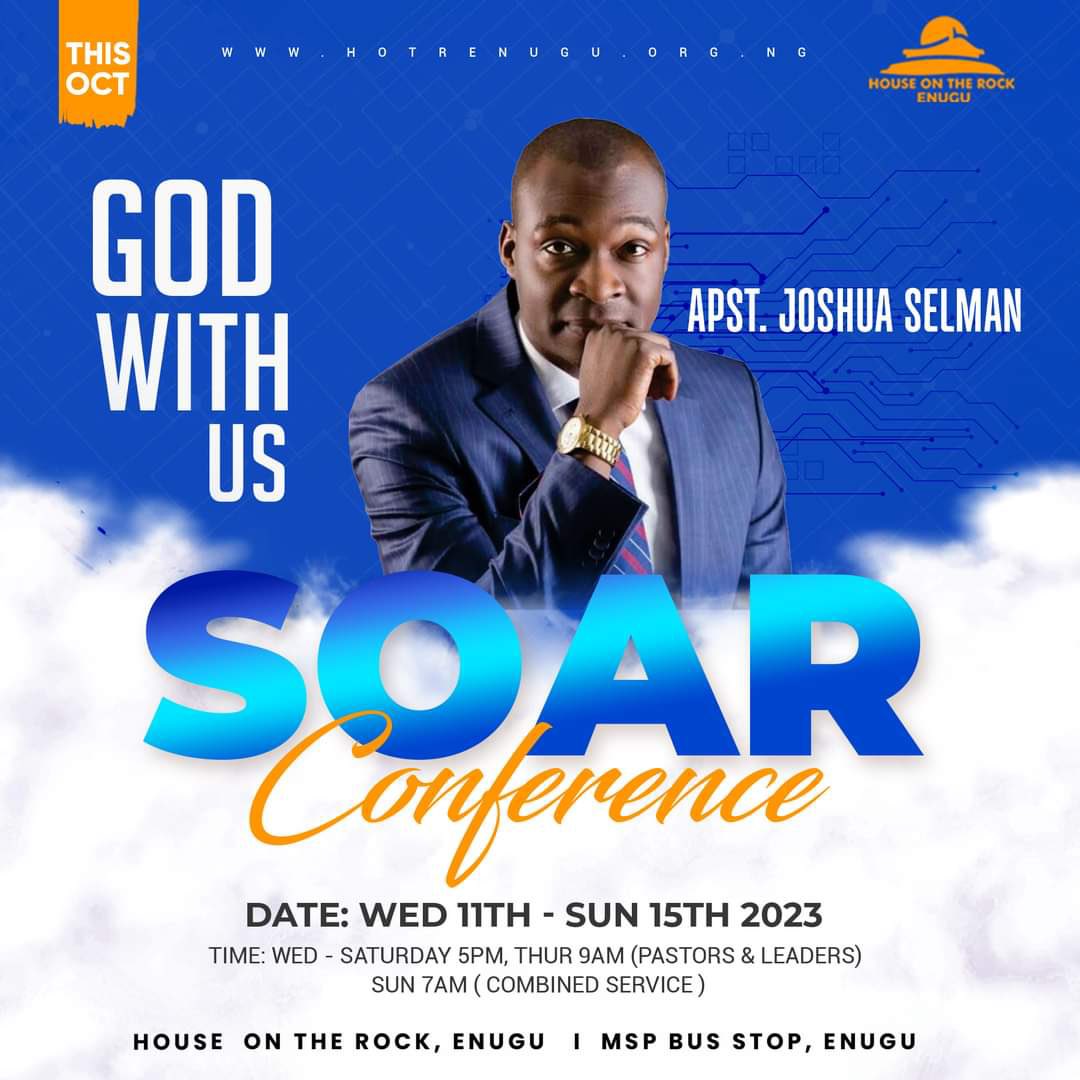 koinoniaeni's tweet photo. https://t.co/Z83j7CIvgC

Dear Precious Saints,

Join our Father and Mentor; Apostle Joshua Selman LIVE now at SOAR CONFERENCE 2023 of the House on the Rock, Enugu tagged “God With Us”.
 
Kindly click on the link above to join us now. We love and celebrate you.

#ApostleJoshuaSelman
#KoinoniaGlobal