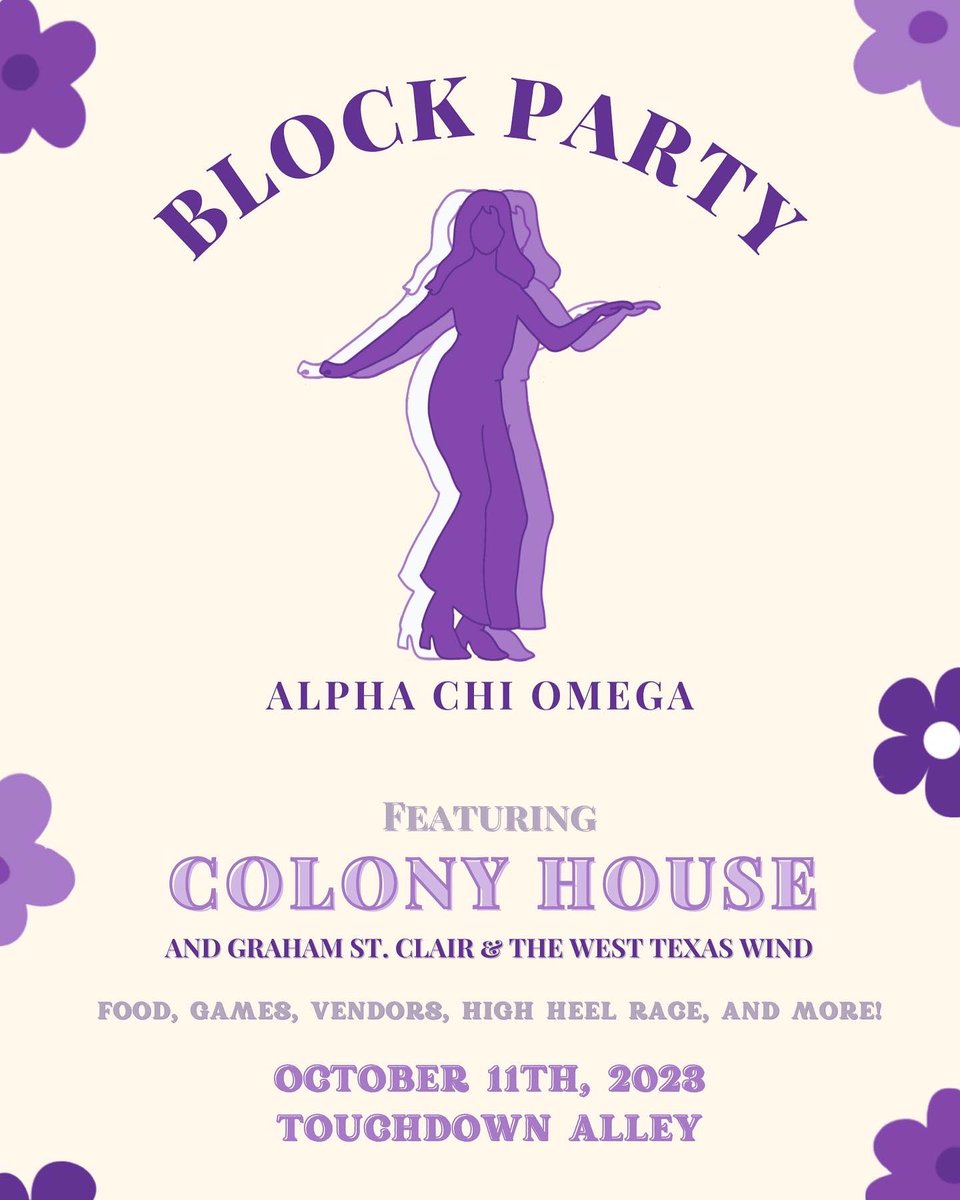McLaneStadium's tweet photo. BLOCK PARTY 🎉
Join @alphachibaylor at #McLaneStadium & #TouchdownAlley to help raise awareness of domestic violence
Event will feature food, games, high heel rage & performances by @colonyhouse & local artist @graham_stclair !
Visit the link in our bio for tickets 🎟️ https://t.co/jv0XorG40r