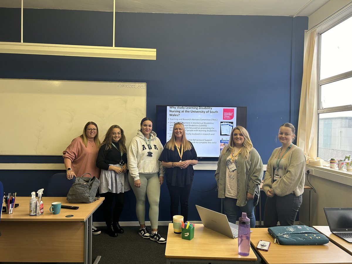 Privileged to meet students at <a href="/BridgendCollege/">Coleg Penybont | Bridgend College</a> today to talk about learning disability nursing and studying at <a href="/USWHealthcare/">USW Healthcare</a>. A big thank you to student learning disability nurses Claire &amp; Harriet for joining me ⭐️ <a href="/WeLDnurses/">WeLDNurses 💙</a> @HEIW_NHS <a href="/NorthwayRuth/">Ruth Northway RN(LD) FRCN FLSW, FQNI</a> <a href="/Rachel_Morgan21/">Rachel Morgan RN(LD) 💙</a>