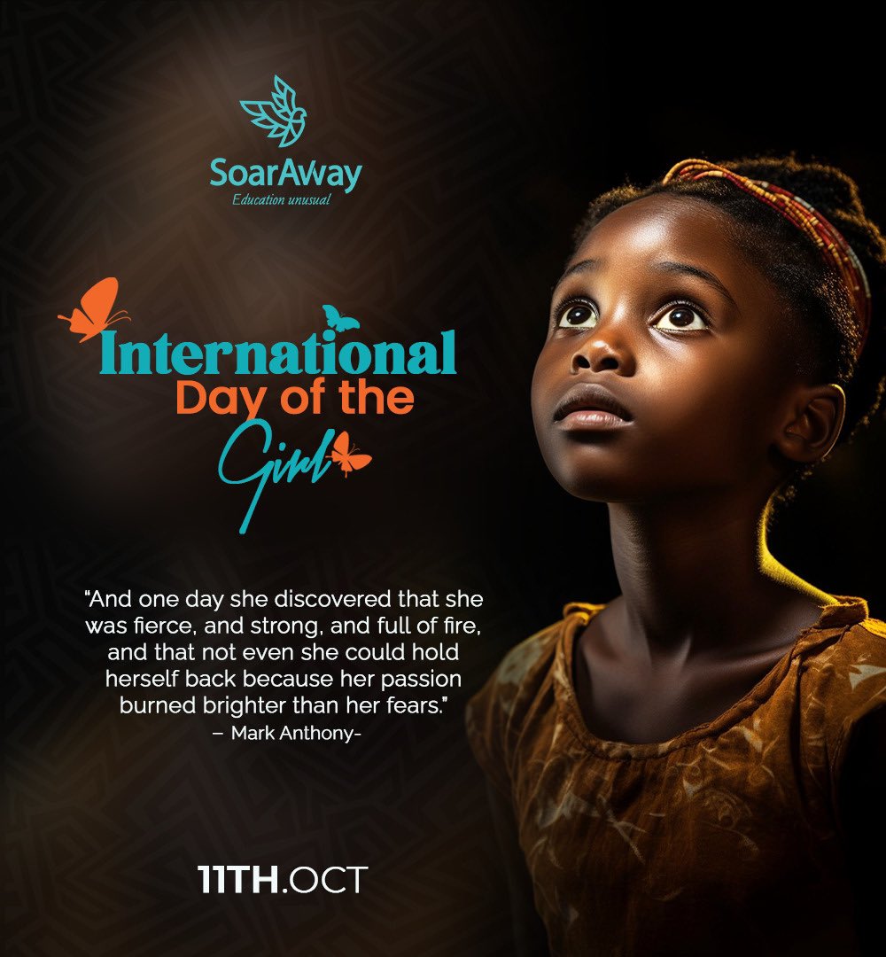 SoarAwayUG's tweet photo. 'Though she be but little she is fierce' - Shakespeare

Today we celebrate every girl; may she thrive on her unique journey! 

#DayOfTheGirl #DayOfTheGirl2023 #girlchilddevelopment #girlchildadvocacy https://t.co/bUgkyGXW4U