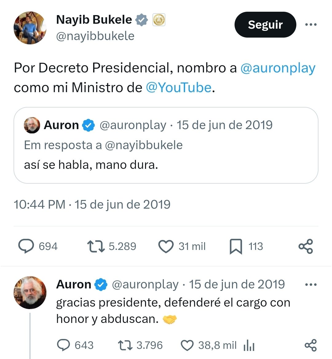 President Nayib Bukele once 