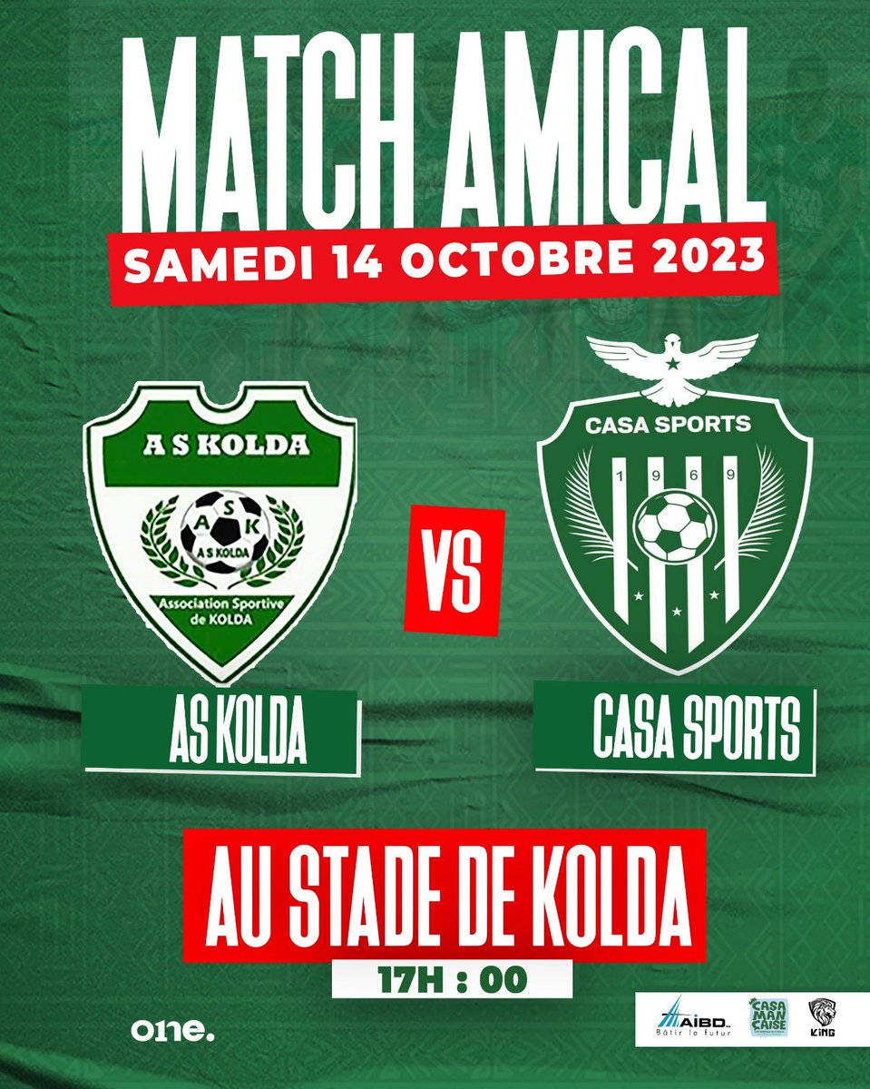 📝 FOULADOU ON ARRIVE 
🤝 As Kolda - Casa Sports 

Toujours dans le cadre de la pré-saison, nous sommes heureux d’affronter nos frères de l’As Kolda dans un match amical très attendu par la population du Fouladou et ses environs. 

#watosita #ujaal #askoldacasa
