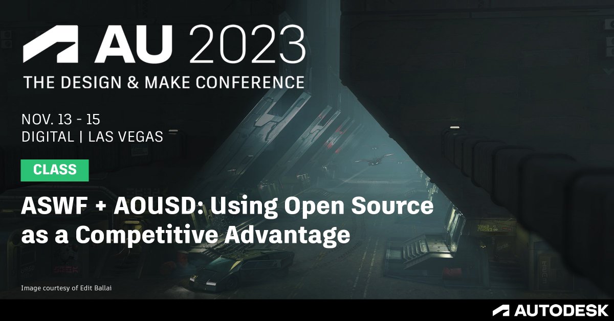 🎬 Curious about the impact of open source in M&E? Join our class at #AU2023 and learn how Autodesk became a founding member of the @AcademySwf and the @allianceopenusd Learn some tips about how your company can benefit from open source too! Learn more: autodesk.com/au2023-me