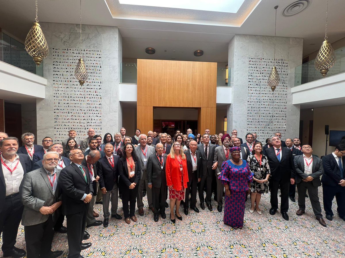 At the Emerging Markets Forum, speaking on fragmentation, protectionism and reglobalization on the sidelines of the @WorldBank/@IMFNews Annual Meetings in Marrakesh. With CEO of the @EmrgMktsForum -@Harinder_Kohli, Karim El Aynaoui - President of the @PolicyCenterNS,