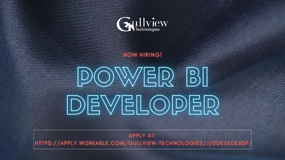 GullviewTech's tweet image. We&apos;re on the lookout for a talented Power BI Developer to join our client&apos;s team on a full-time basis, playing a pivotal role in expanding data visualization efforts. 

🔗 Apply Here: tinyurl.com/yqyotkym

#PowerBiDeveloper #TechJobs #NowHiring #ApplyNow