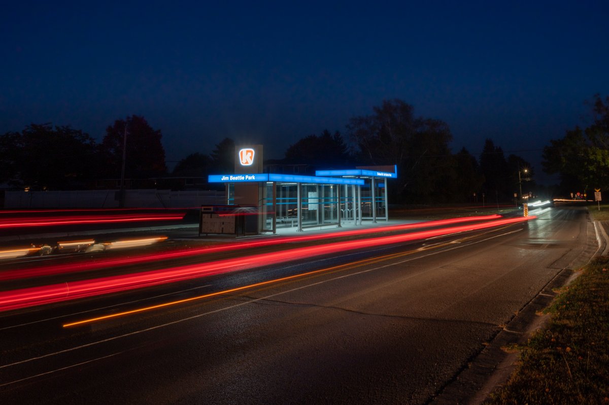The night shots for Enseicom of the new bus shelter at Jim Beatie Park in Kingston, Ontario, Canada. #ygk #architecture #transportation #transit #photography #slowshutter #longexposure #photographer #kingstoncanada #Montreal #canada