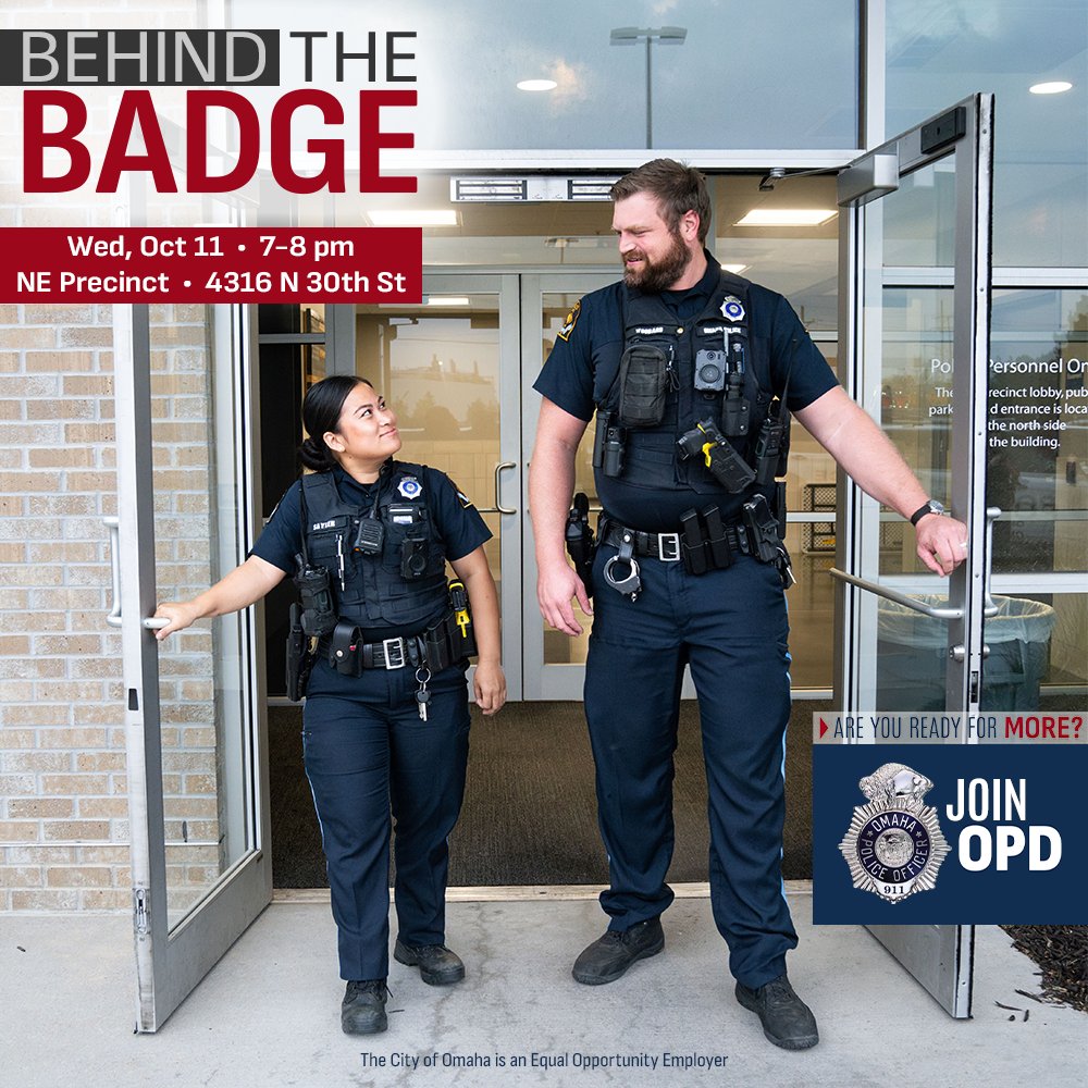 1st Open House tonight. Hope to see you if you're interested in joining <a href="/OmahaPolice/">Omaha Police Dept</a>, or if you have already applied. Bring your families and your questions. The City of Omaha is an Equal Opportunity Employer 
#OPD #omaha #nebraska #police #officer #recruitment #community