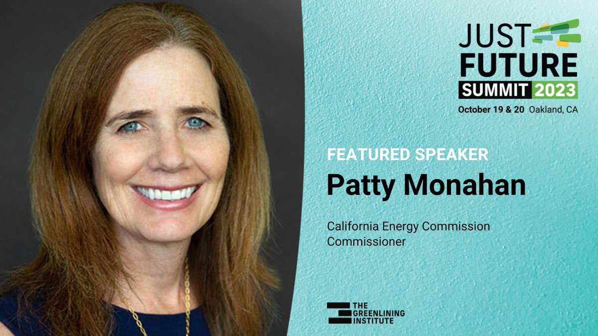 Greenlining's tweet photo. Just 1 week left until @Patty_CEC, California Energy Commission Commissioner speaks at #JustFutureSummit about the importance of #transportationequity alongside @GuzmanAcevesPUC &amp; @mslianeran.

Register before it’s too late!: https://t.co/9M07TsP5Ok. https://t.co/sQSTxesUFN
