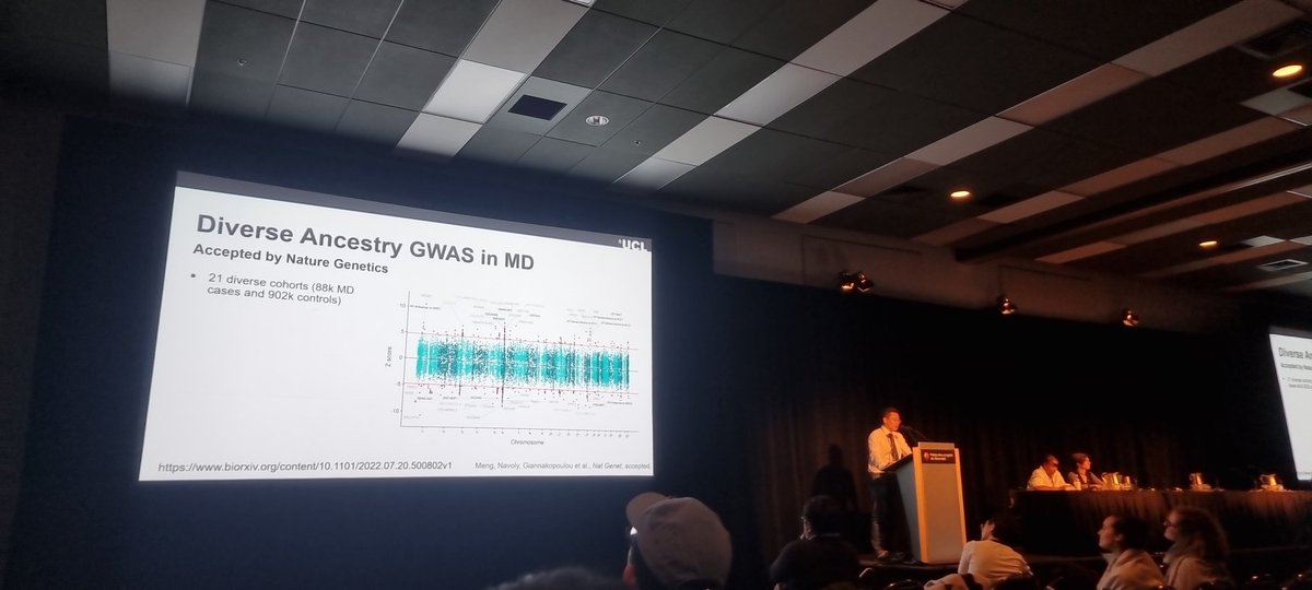 #wcpg2023 Xiangrui Meng from @KKuchenbaecker group @ucl talking on their marvellous diverse ancestry MDD GWAS @PGCgenetics