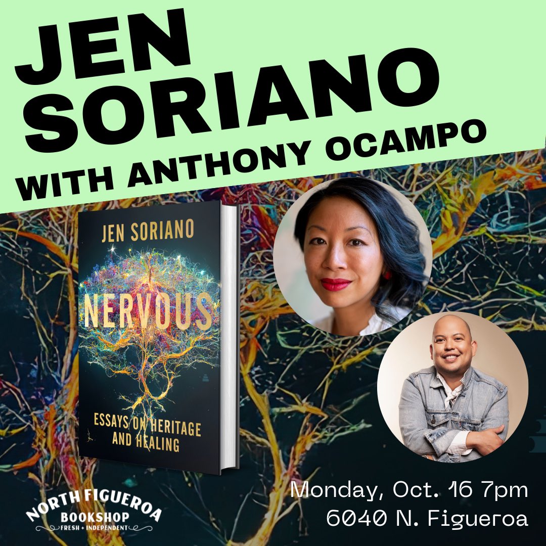 Jen Soriano (@lionswrite) on Twitter photo I’ve been looking for an excuse to reach out to <a href="/anthonyocampo/">anthony christian ocampo 🇵🇭🏳️🌈</a> ever since The Latinos of Asia. My book is the excuse. I asked him to talk with me and he said yes!
LA come join us 10/16 at <a href="/northfigbooks/">North Figueroa Bookshop</a> 7-8pm to talk NERVOUS and BROWN AND GAY IN LA. Stay to hang out after! I’ve been looking for an excuse to reach out to <a href="/anthonyocampo/">anthony christian ocampo 🇵🇭🏳️🌈</a> ever since The Latinos of Asia. My book is the excuse. I asked him to talk with me and he said yes!
LA come join us 10/16 at <a href="/northfigbooks/">North Figueroa Bookshop</a> 7-8pm to talk NERVOUS and BROWN AND GAY IN LA. Stay to hang out after!