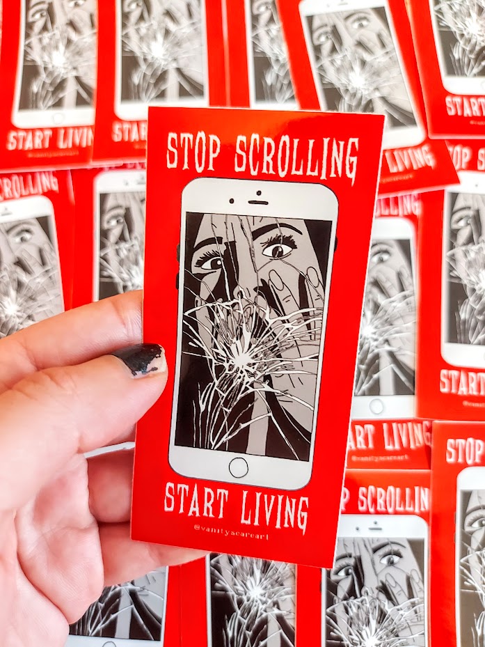 Vanityscareart's tweet photo. STOP SCROLLING

START LIVING

Shop stickers on the link below 👇 

Open for international shipping https://t.co/yvyEWh7RXa