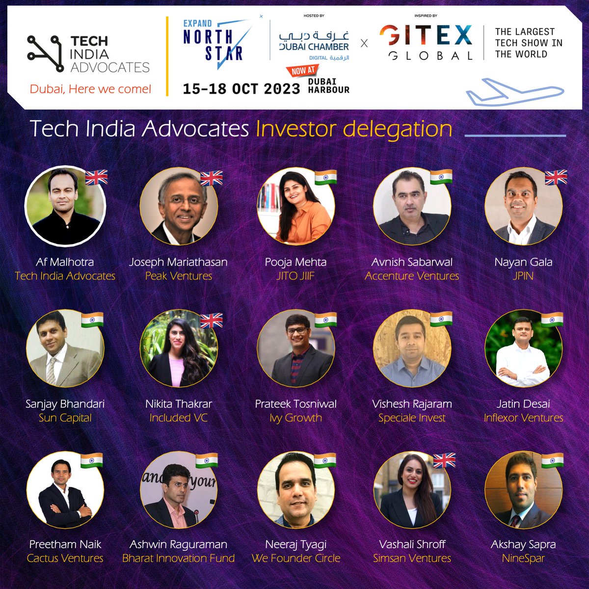 DUBAI, Here we come! 🇮🇳🇬🇧🛫 Excited to welcome an awesome TIA delegation of #VC #Investors from #UK #India TIA co-founder @AfMalhotra will be @GITEX_GLOBAL @expandnorthstar with fellow leaders from @GlobalTechAdv @TechLondonAdv See you in #Dubai Let's meet! ☕️ #GITEXGLOBAL