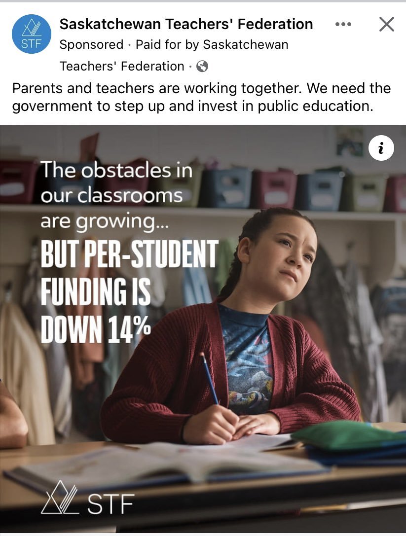 @PremierScottMoe As a SK CSCC chair/parent rep for 7+ yrs, we weren't consulted. Parents are informed. We care about 14% LESS SPENDING PER KID VS 2013, up to $400 per kid fees to cover shortfall, class size, building falling apart like roofs collapsing, less staff/supports & quality of education.