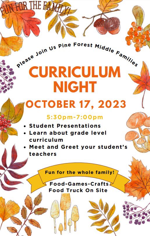 Curriculum Night on October 17,2023. See you!