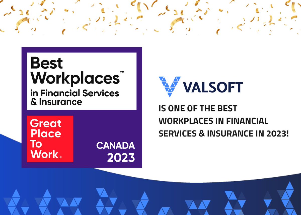 Valsoft Corporation (@valsoftcorp) on Twitter photo Valsoft is honored to be recognized as one of the Best Workplaces in Financial Services & Insurance in Canada for 2023 by <a href="/GPTW_Canada/">Great Place to Work Canada</a>.
Read more: valsoftcorp.com/valsoft-corpor…
#ValsoftCorp #EmployeeExperience #GreatPlaceToWork #ExcellenceAtValsoft #Bestplacetowork #valsoft Valsoft is honored to be recognized as one of the Best Workplaces in Financial Services & Insurance in Canada for 2023 by <a href="/GPTW_Canada/">Great Place to Work Canada</a>.
Read more: valsoftcorp.com/valsoft-corpor…
#ValsoftCorp #EmployeeExperience #GreatPlaceToWork #ExcellenceAtValsoft #Bestplacetowork #valsoft