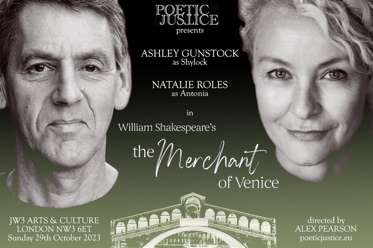 #Shakespeare fits #TheBill as Sun Hill legends @AshleyGunstock (PC Robin Frank) & @natalierolesact (DS Debbie McAllister) tread the boards together in a tour of #TheMerchantOfVenice premiering @JW3London Sunday 29th October jw3.org.uk/whats-on/merch… @JewishNewsUK @UKShakespeare