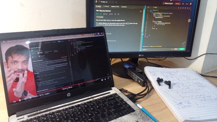 chaiwalahacoder's tweet image. Jai Shree Ram!
🚀📷  Day 16 of #100daysofcoding   
--&amp;gt;Solved 2 Questions from @striver_79 a-z DSA sheet
1)Majority elements
2)Kadane&apos;s Algorithm
--&amp;gt; Worked on file Upload application(Backend)
---&amp;gt; done #INDvsAFG 
Jai hind🇮🇳🇮🇳
#LearningDSA #100daysofcodechallenge #100DaysOfCode
