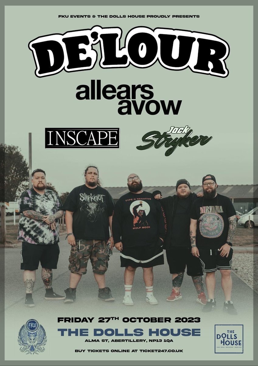 JackStrykerBand's tweet photo. Check out our upcoming gig with some awesome bands! #Delour #allearsavow #INSCAPE #JackStryker #localgig #DollsHouse #Abertillary https://t.co/saTBYESD5Q