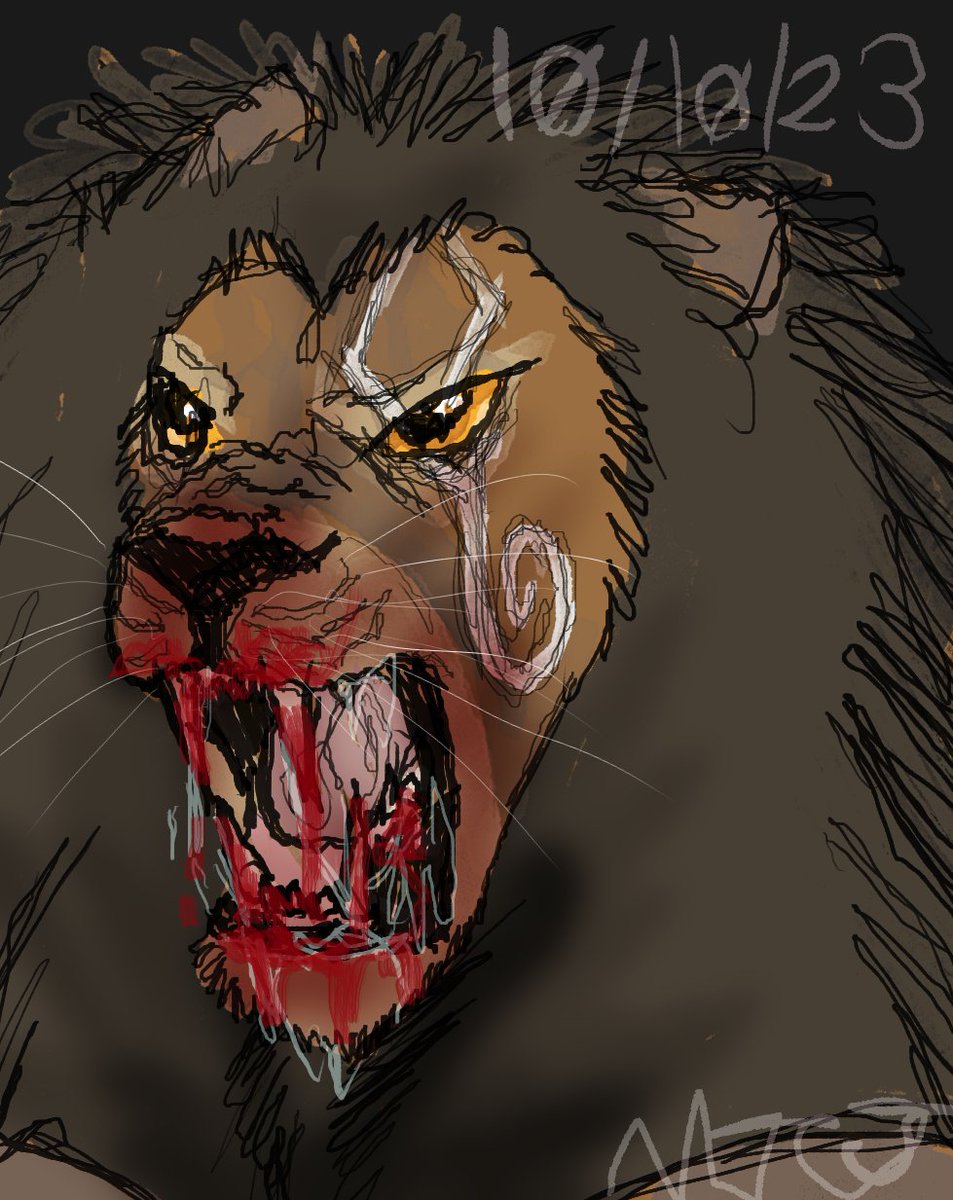 arts_noir's tweet photo. Day 17 - Insanity
I couldn't pick so y not both
#Goretober #Goretober2023 #dndart #furryart #originalcharacterart #Blood #Lion #Hyena https://t.co/v3HmABqupb