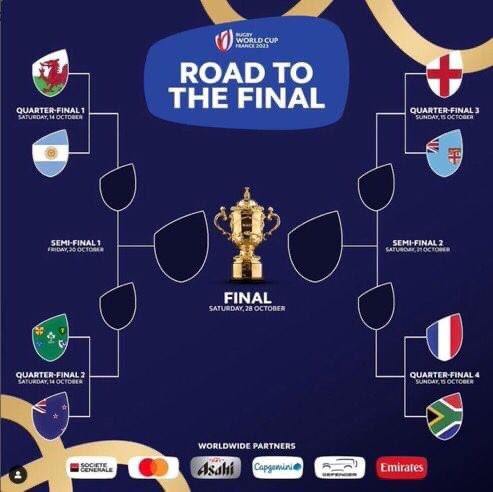 💙 WK RUGBY  KWARTFINALES  💛
Zondag kun je kijken op DIOK. Ziggo tijden:
Zat 14-10
16:35 Wales vs Argentinië 
20:30 Ierland vs Nieuw-Zeeland 

Zon 15-10
16:30 Engeland vs Fiji 
20:30 Frankrijk vs Zuid-Afrika

En uiteraard is er ook DIOK rugby!  💪🏽 ⚡aankondiging volgt.